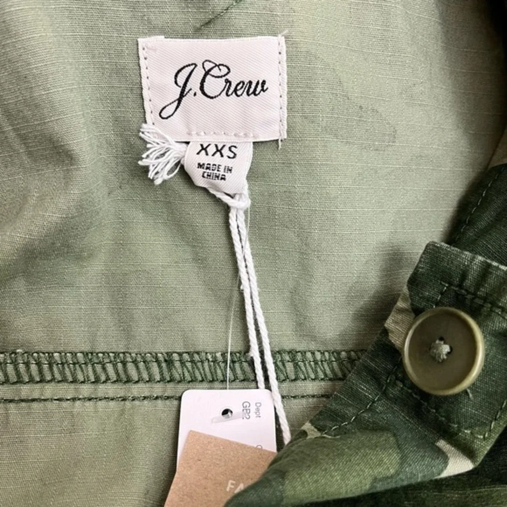 J Crew Shacket Womens XXS‎ Camo Trench Utility 100% Cotton It Girl NWT